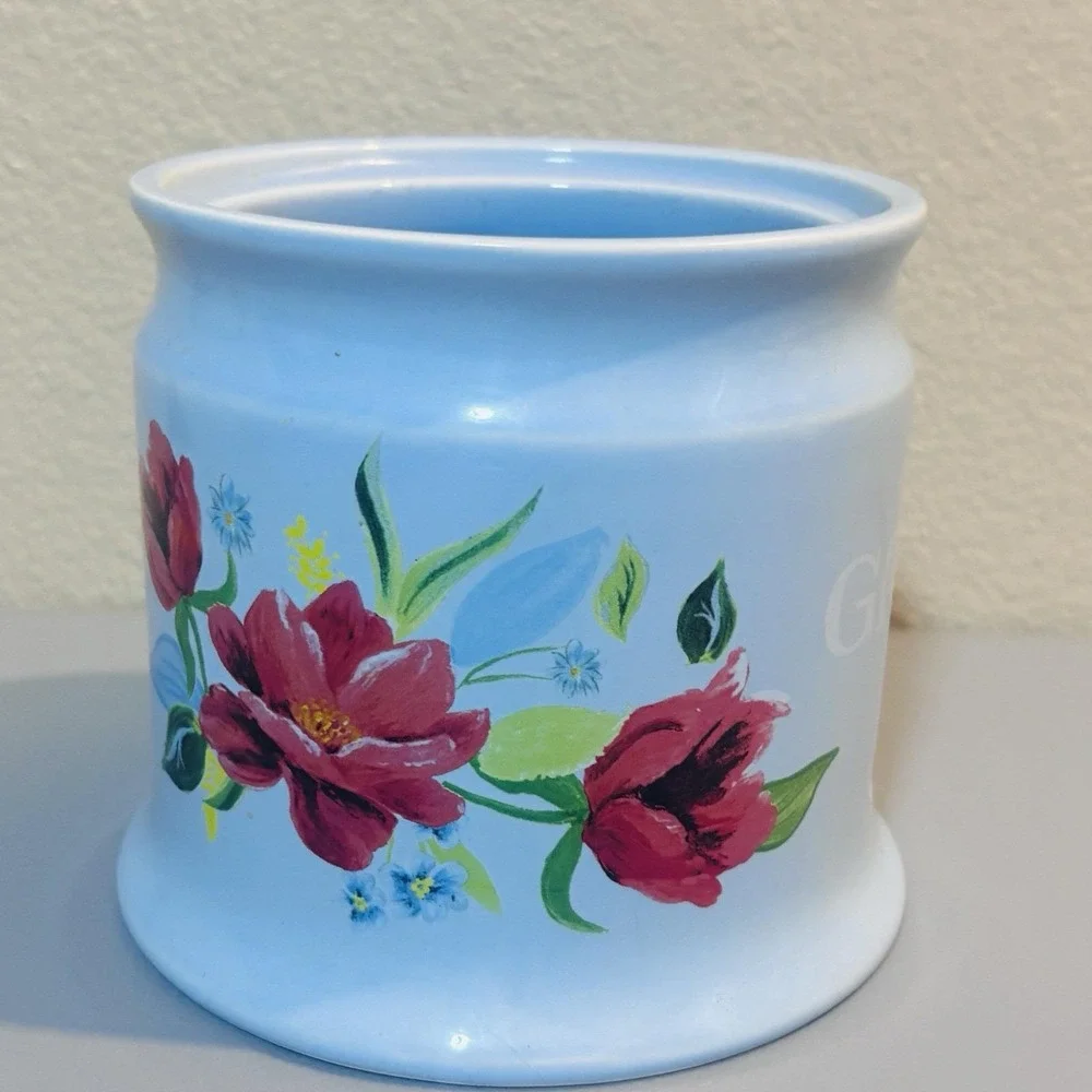 Pioneer Woman Breezy Floral Spring Bouquet Fresh Garlic Keeper Blue No Lid